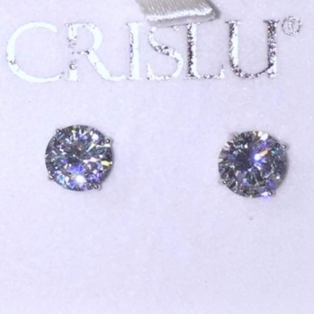 Diamond Studs 5A CZ in Pure Platinum - Picture 3 of 8